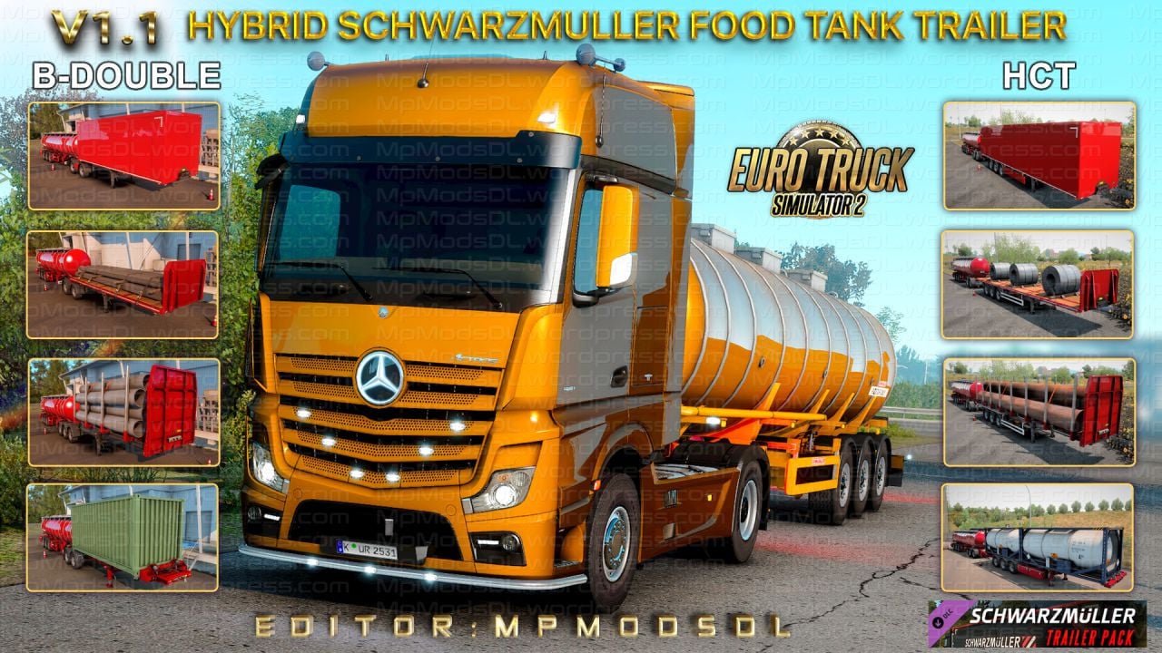 Hybrid Schwarzmuller Food Tank Trailer Mod For ETS2 Single-Multiplayer
